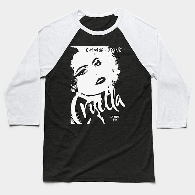 Cruella with Emma Stone Baseball T-Shirt by Evgenija.S